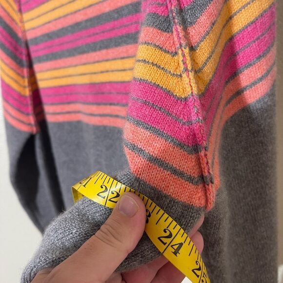 Collaboration Striped Gray Sweater with Pink and Orange Accents - Picture 7 of 7